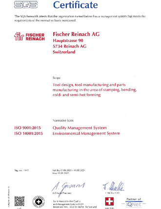 Certificate ISO 9001 and ISO 14001