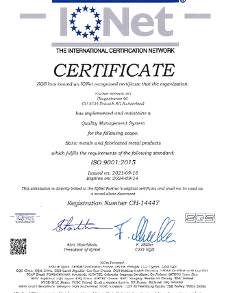 International Certificate ISO 9001 and ISO 14001